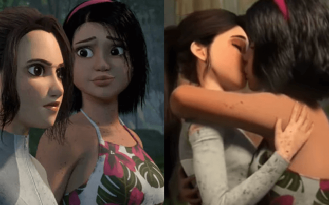beso lesbico entre personajes en jurassic world
