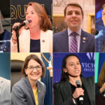 Los candidatos LGBTQ a seguir en estas elecciones incluyen (de arriba a la izquierda, en el sentido de las agujas del reloj): el exrepresentante estadounidense Mondaire Jones (D-N.Y.), la representante estadounidense Angie Craig (D-Minn.), el representante estadounidense Chris Pappas (D-N.H.), el representante estadounidense Mark Takano (D-Calif.), la senadora estatal de Delaware Sarah McBride (D), la representante estadounidense Sharice Davids (D-Kansas), la representante estadounidense Becca Balint (D-Vt.) y el representante estadounidense Eric Sorensen (D-Ill.). (Fotos de Washington Blade por Michael Key).